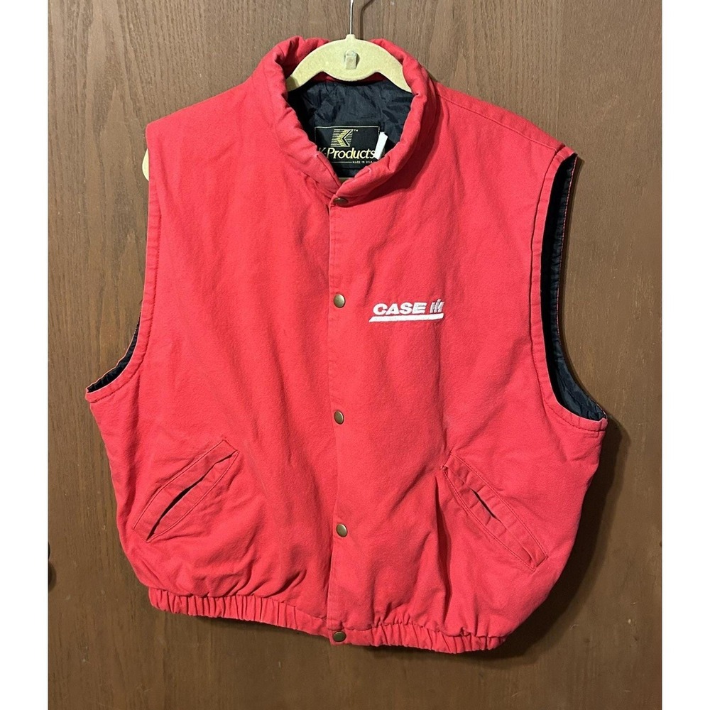 Vintage K Products Case IH Red Quilt Lined Vest Sz XL  EXCELLENT Tub7